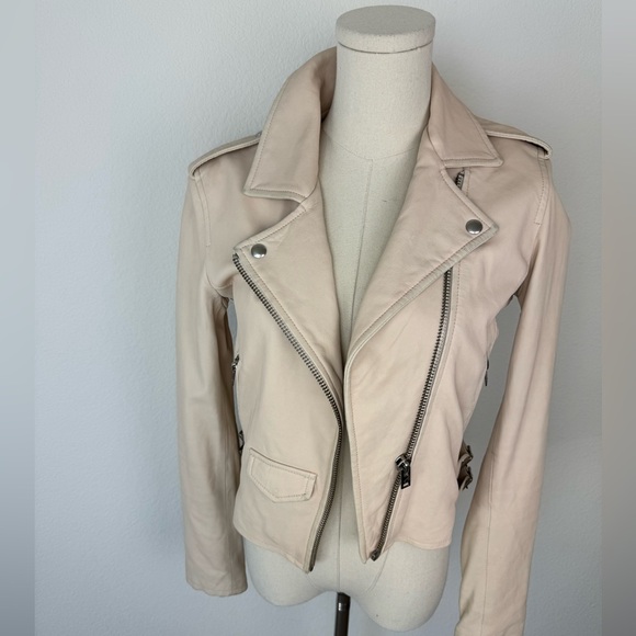 IRO Asheville Light Pink Lamb Leather Jacket Size 38 - Picture 1 of 16